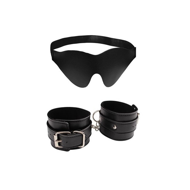 Kit Masque et Menottes Slave Simili Noir