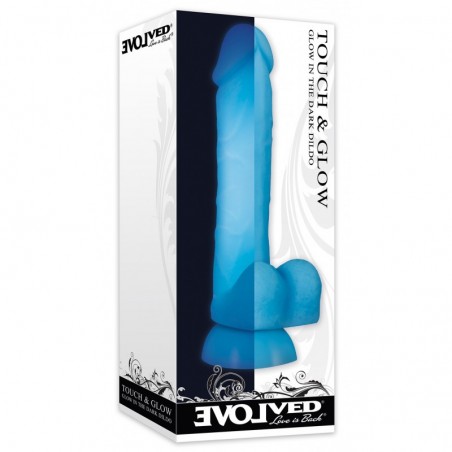 Gode luminescent Touch & Glow 15 x 4 cm Bleu