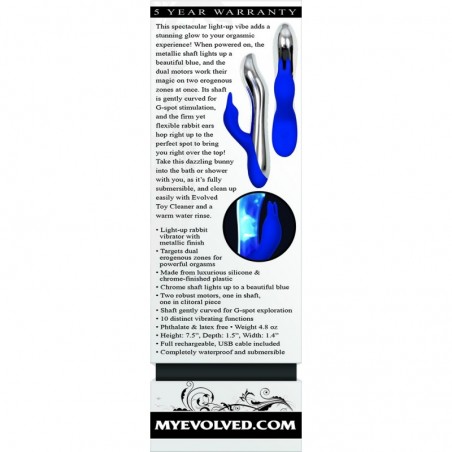 Vibromasseur & Stimulateur de Clitoris lumineux - Rabbit Bunny 20cm - EVOLVED