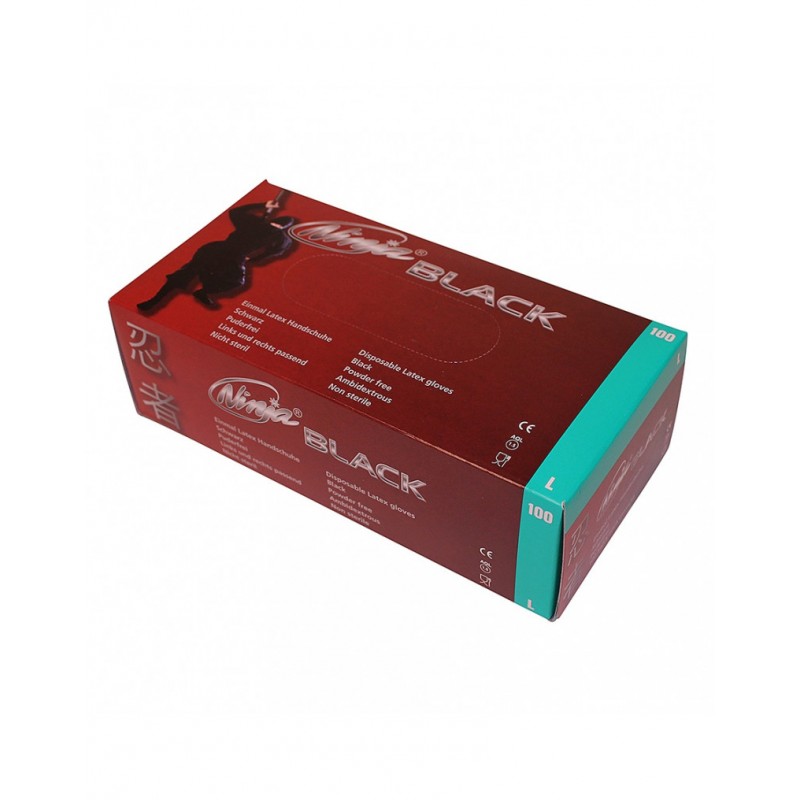 Black Ninja Gants jetables en latex (100 pièce)