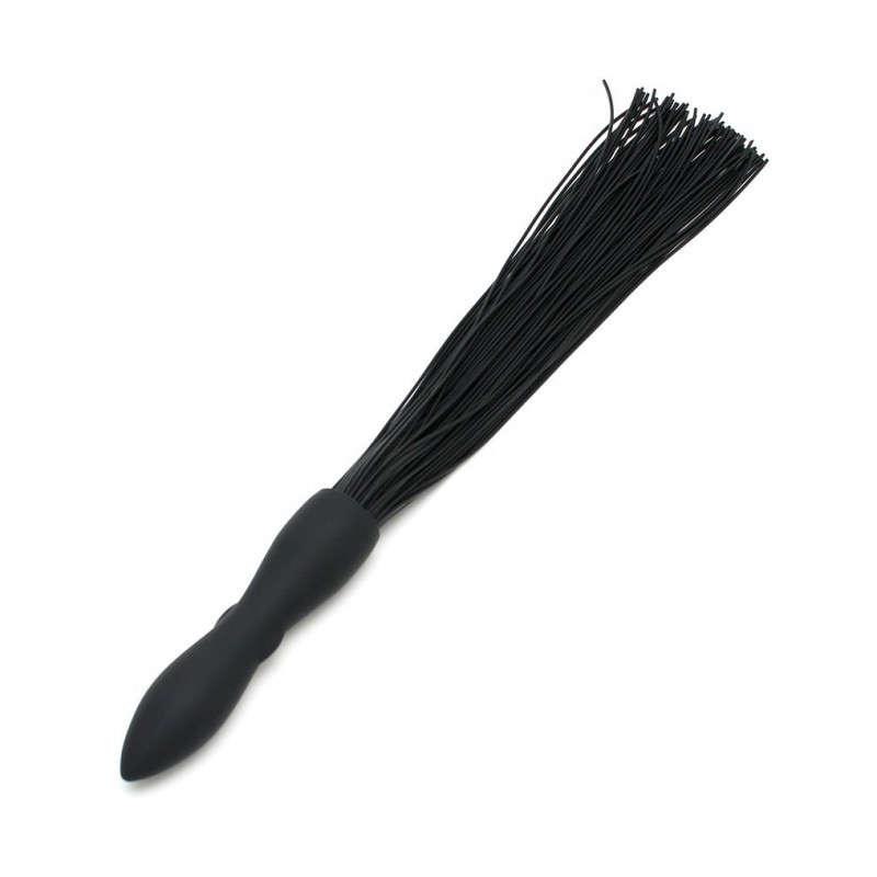 Rimba Latex Play - Fouet avec Dildo Vibrant - Noir