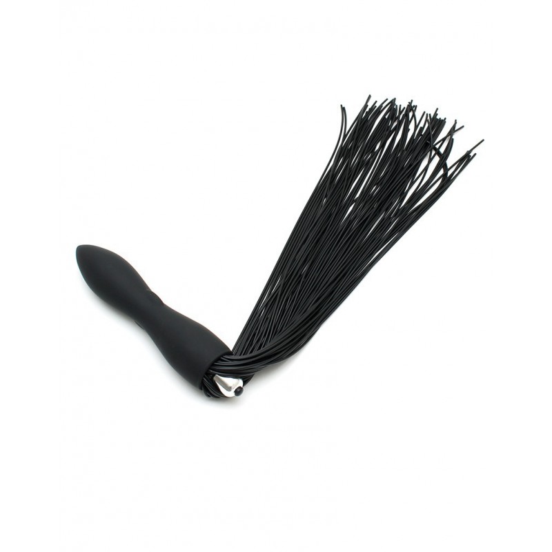 Rimba Latex Play - Fouet avec Dildo Vibrant - Noir