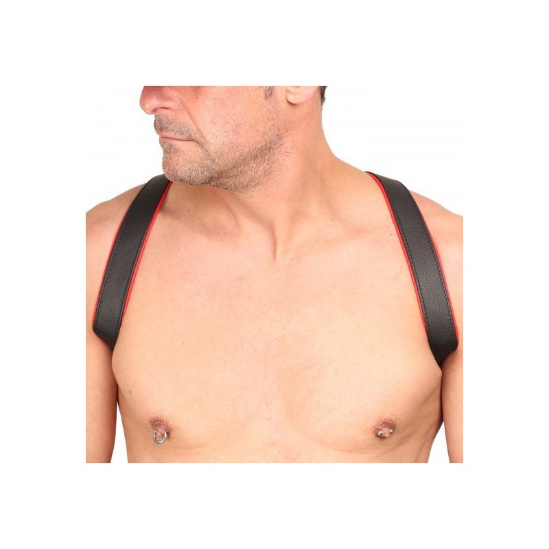 HARNAIS "BUTTERFLY" EN CUIR  NOIR/ROUGE