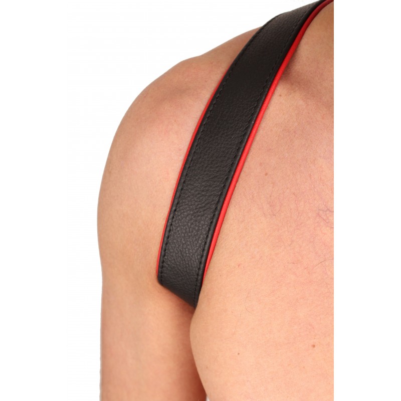 HARNAIS "BUTTERFLY" EN CUIR  NOIR/ROUGE