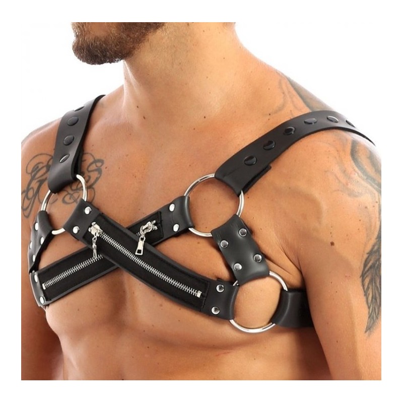 Harnais en néoprène Cross Body Zip Noir