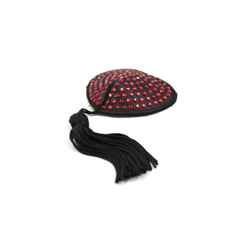 Cache-Tétons Coeur Noir-Rouge x2