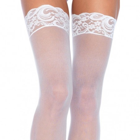 Bas avec dentelle - Blanc - Grande taille - Leg Avenue