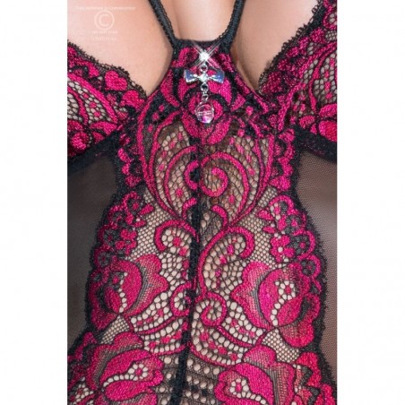 Guêpière dentelle rose - CHILIROSE