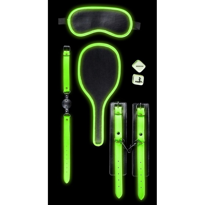 Kit Bdsm phosphorescent - Bondage Glow - 5 pièces - OUCH!