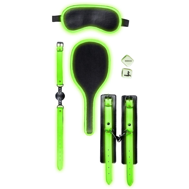 Kit Bdsm phosphorescent - Bondage Glow - 5 pièces - OUCH!